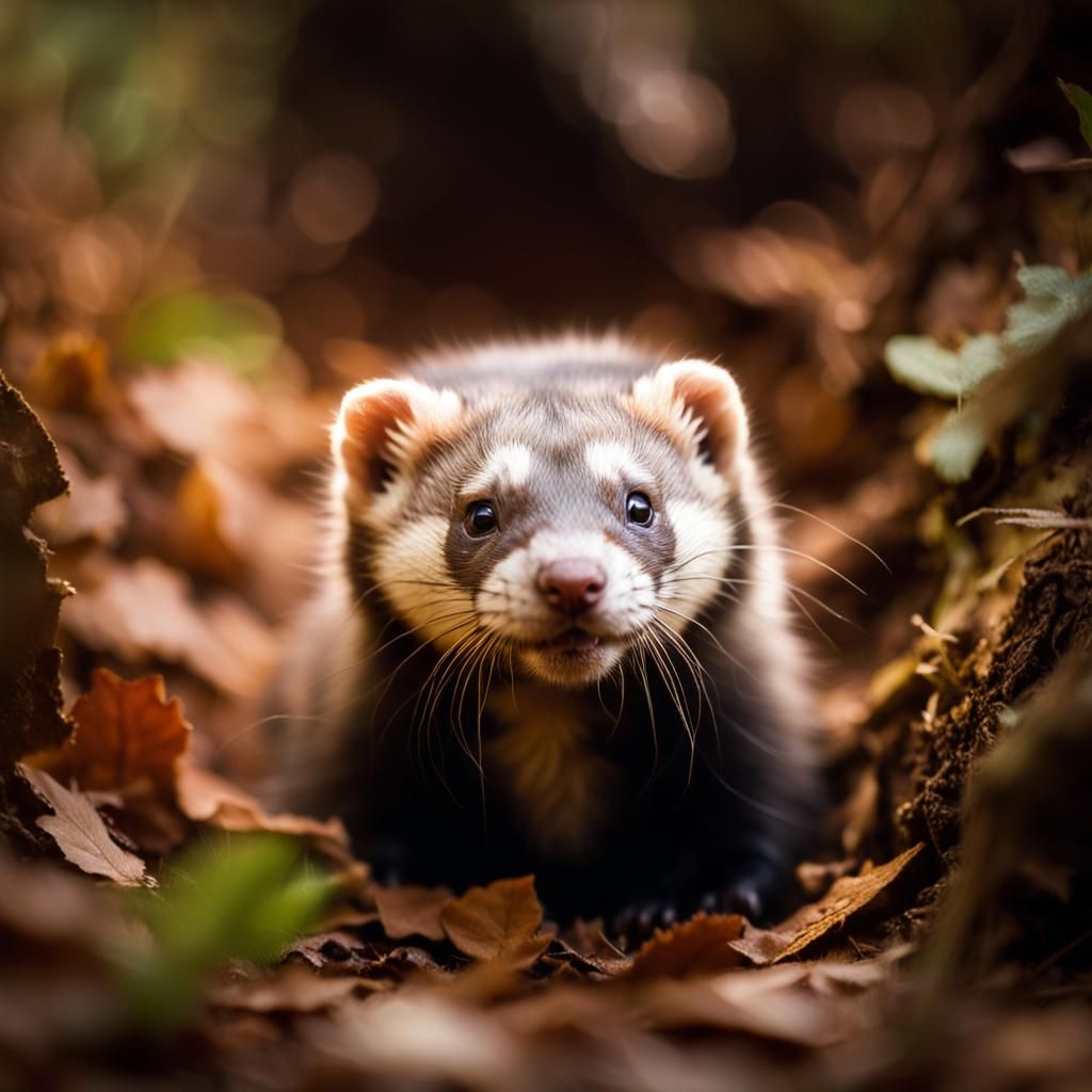Fluffy Ferret Emerges: Wildlife Photography Close-Up