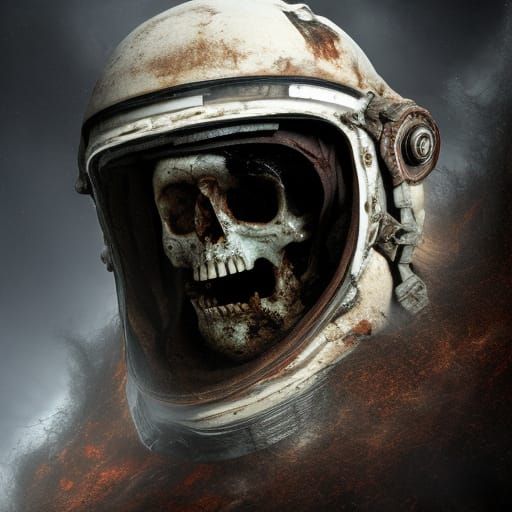 Horror Sci-Fi: Astronaut Skull Adrift in Space