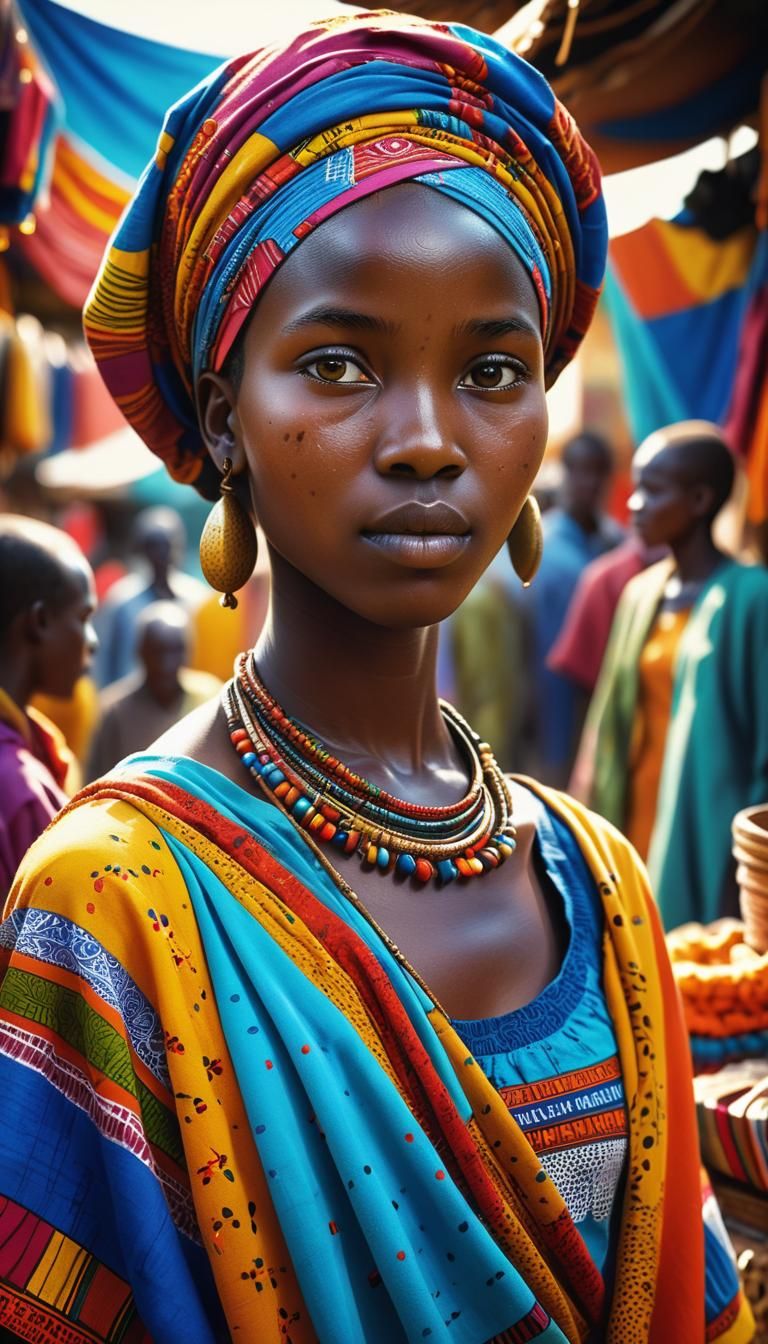 Kenyan Woman in Traditional Dress: Hyperrealistic Portrait