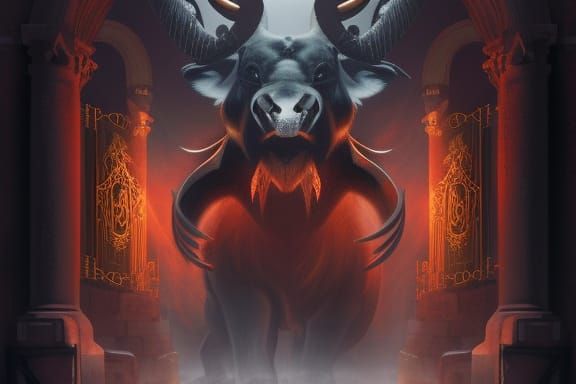 Minotaur Guardian: Dark Gothic Digital Painting