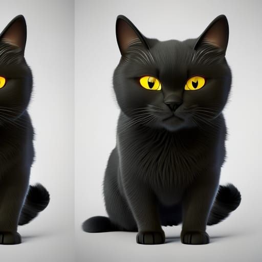 Black Tabby Cat in 3D Digital Art Style