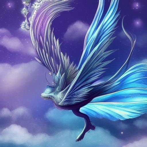 Magical Forest with Flying Ship in Fantasy Art