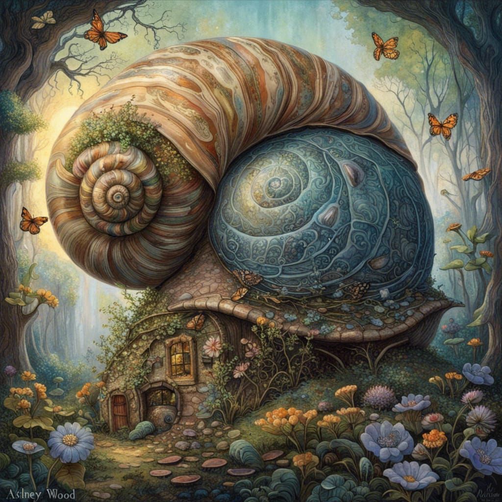 Enchanted Snail House in Fantasy Forest