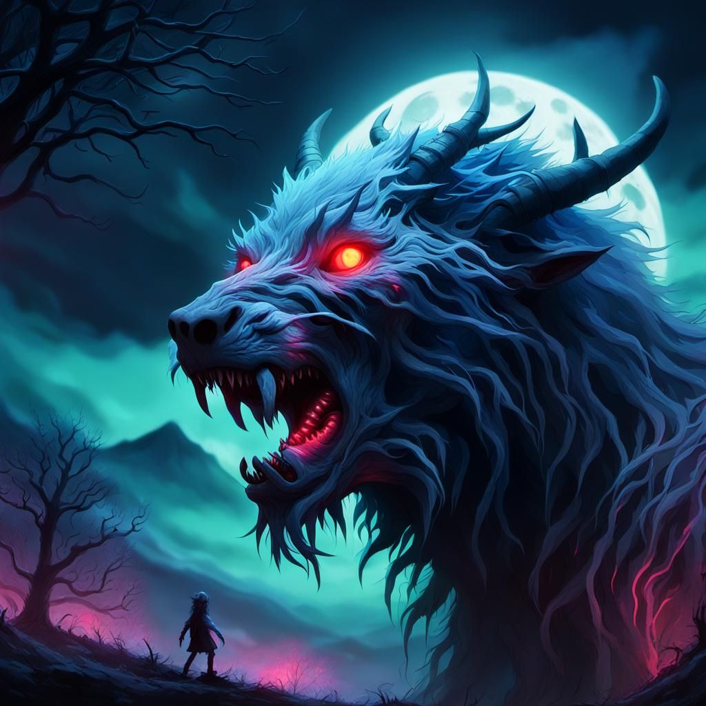 Windigo Devouring Humans: Dark Fantasy Anime Art