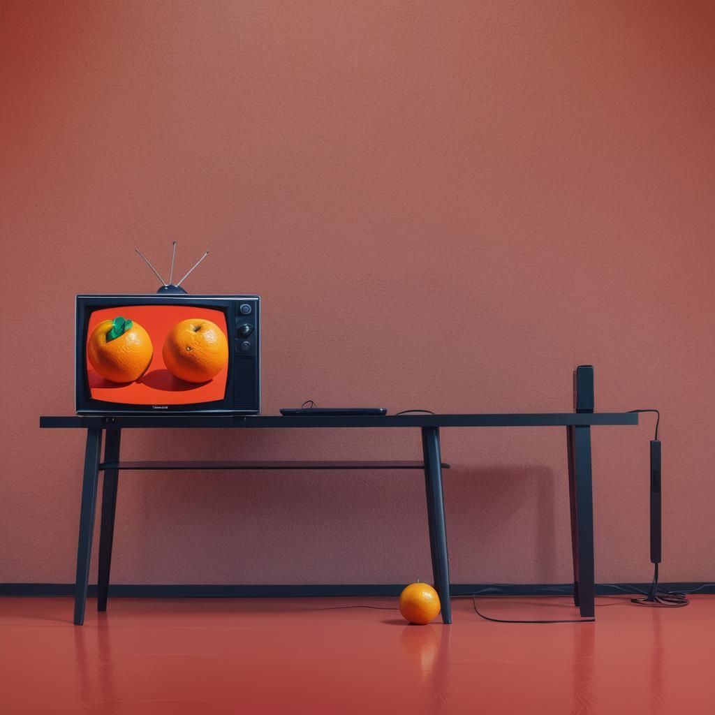 Pop Art: Orange with Sad Face on TV