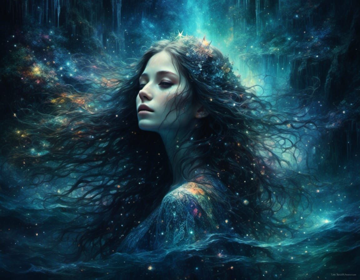 Fairycore Princess Double Exposure in Dark Fantasy Style