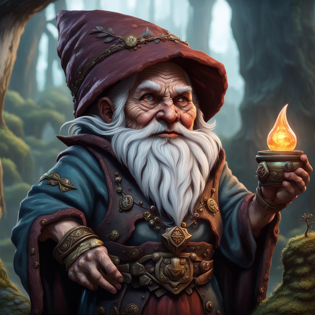 D&D Gnome Woman: Detailed Matte Painting