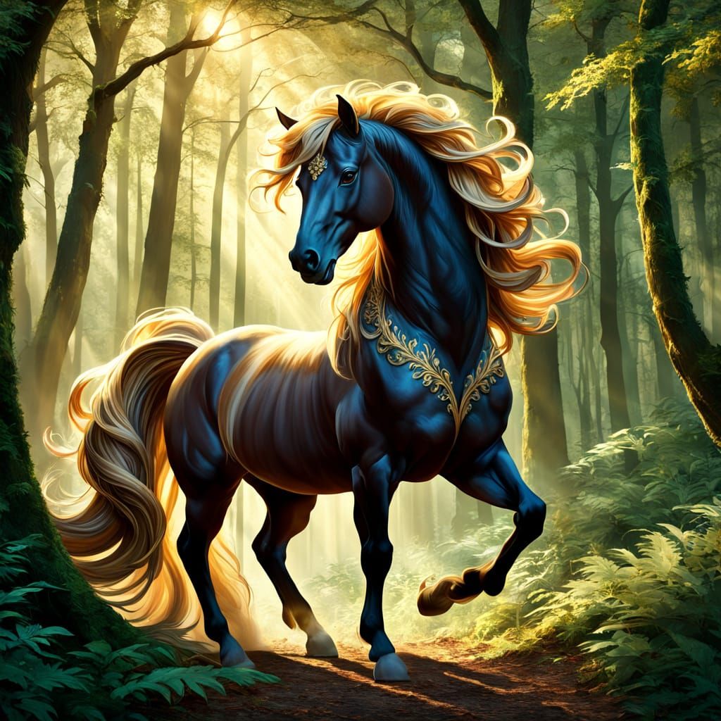 Whimsical Forest Goddess Gallops in Golden Hour