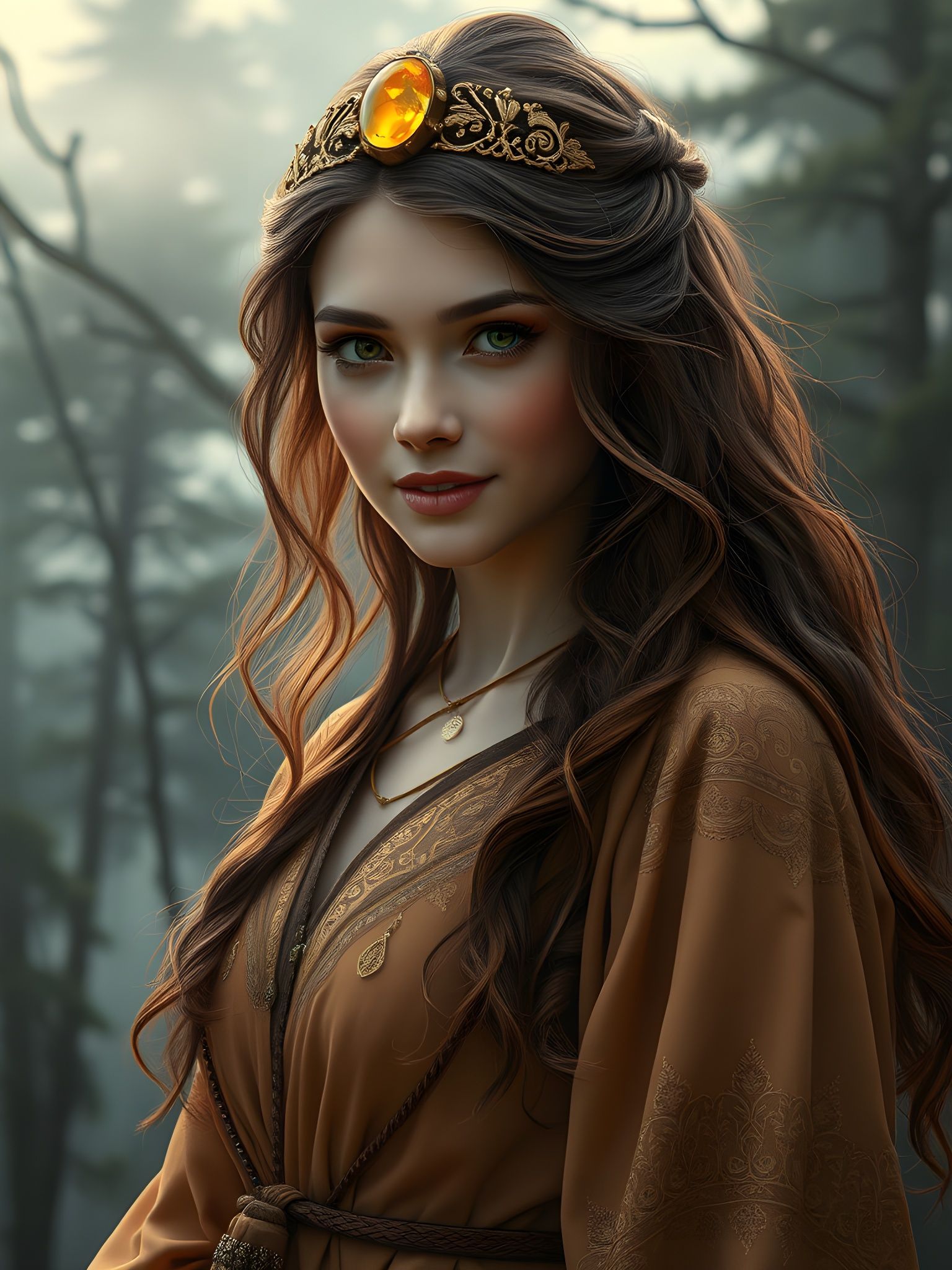 Norse Goddess Portrait in Oil Painting Style