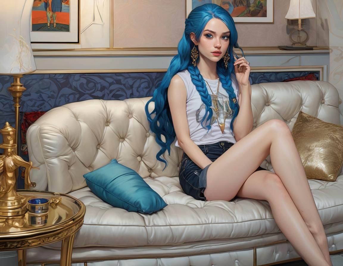 Vibrant Living Room Scene in Hewlett/Campbell Style