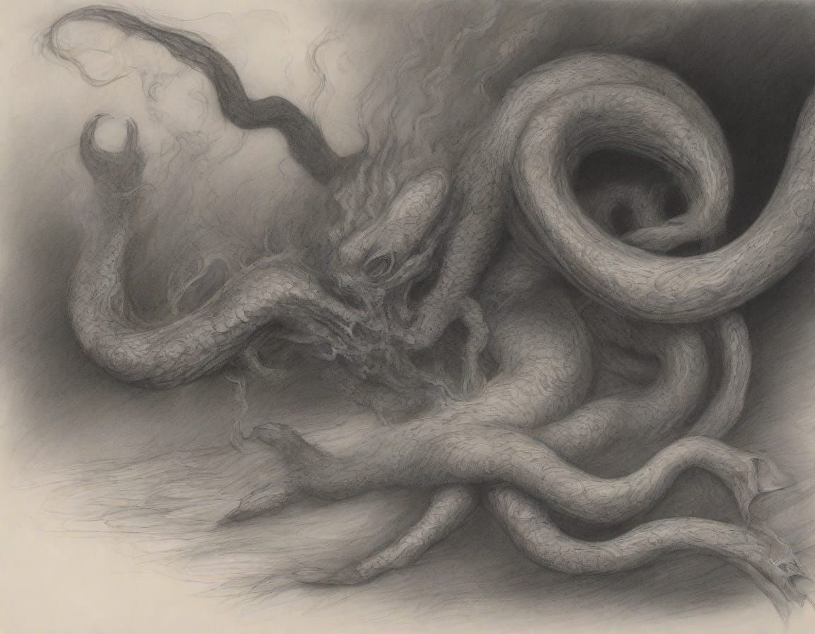 Graphite Pencil Transforms into Eldritch Smoke on Parchment