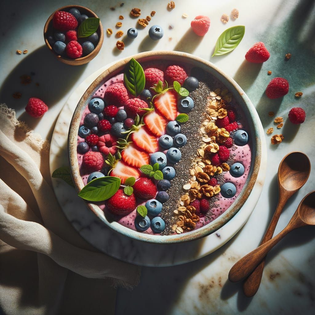 Vibrant Smoothie Bowl with Berries and Granola