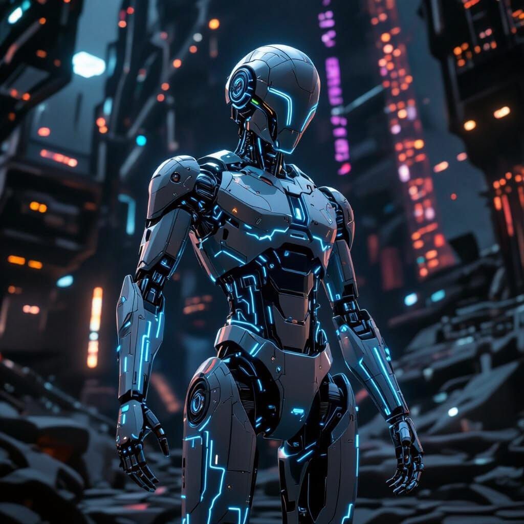 Tezla & TimXE Marz Fused Robot in Dystopian Cyberpunk