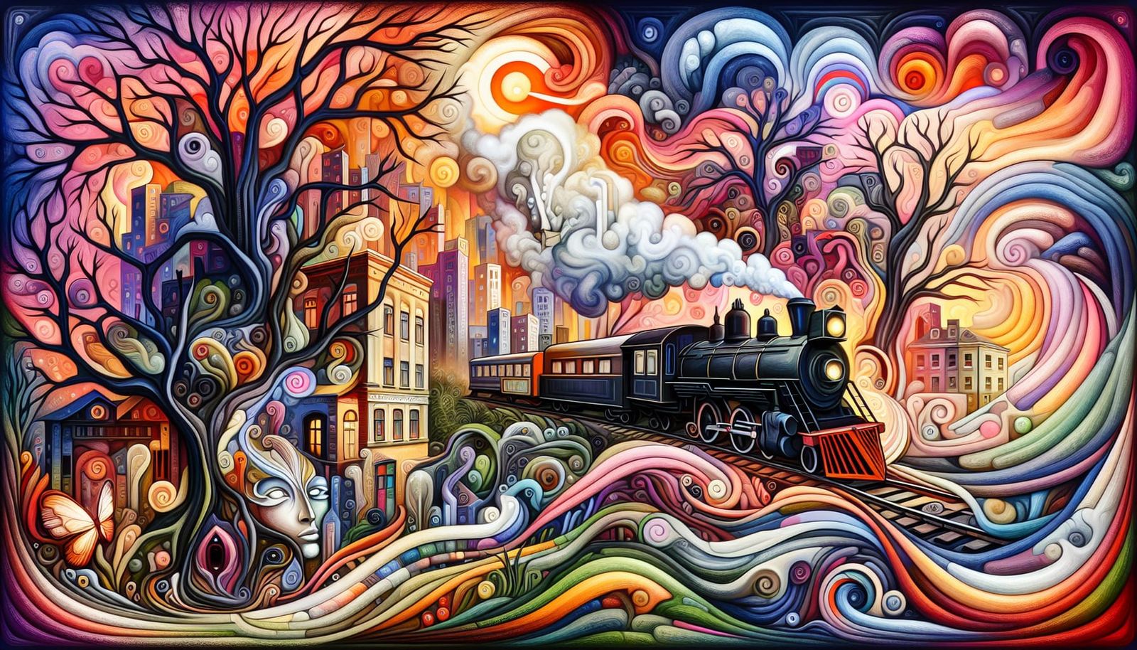 Surreal Cityscape Merges Nature and Industry in Whimsical St...