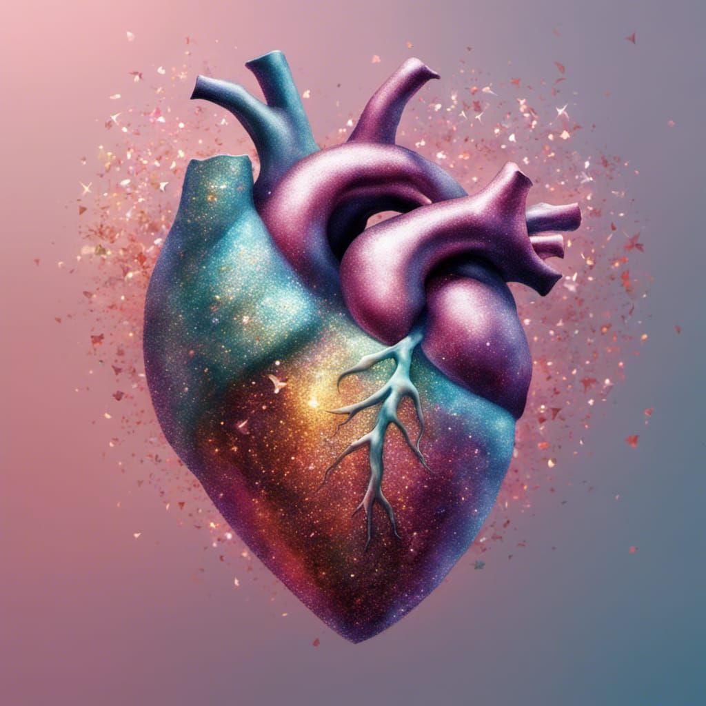 Glitter Heart Digital Illustration in Hyperrealism