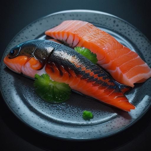 Hyperrealistic Salmon Nigiri with a Cute Face