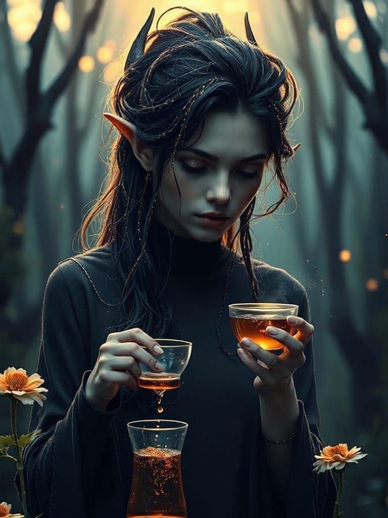 Dark Elf Visionary Portrait with Spider Silk Hair