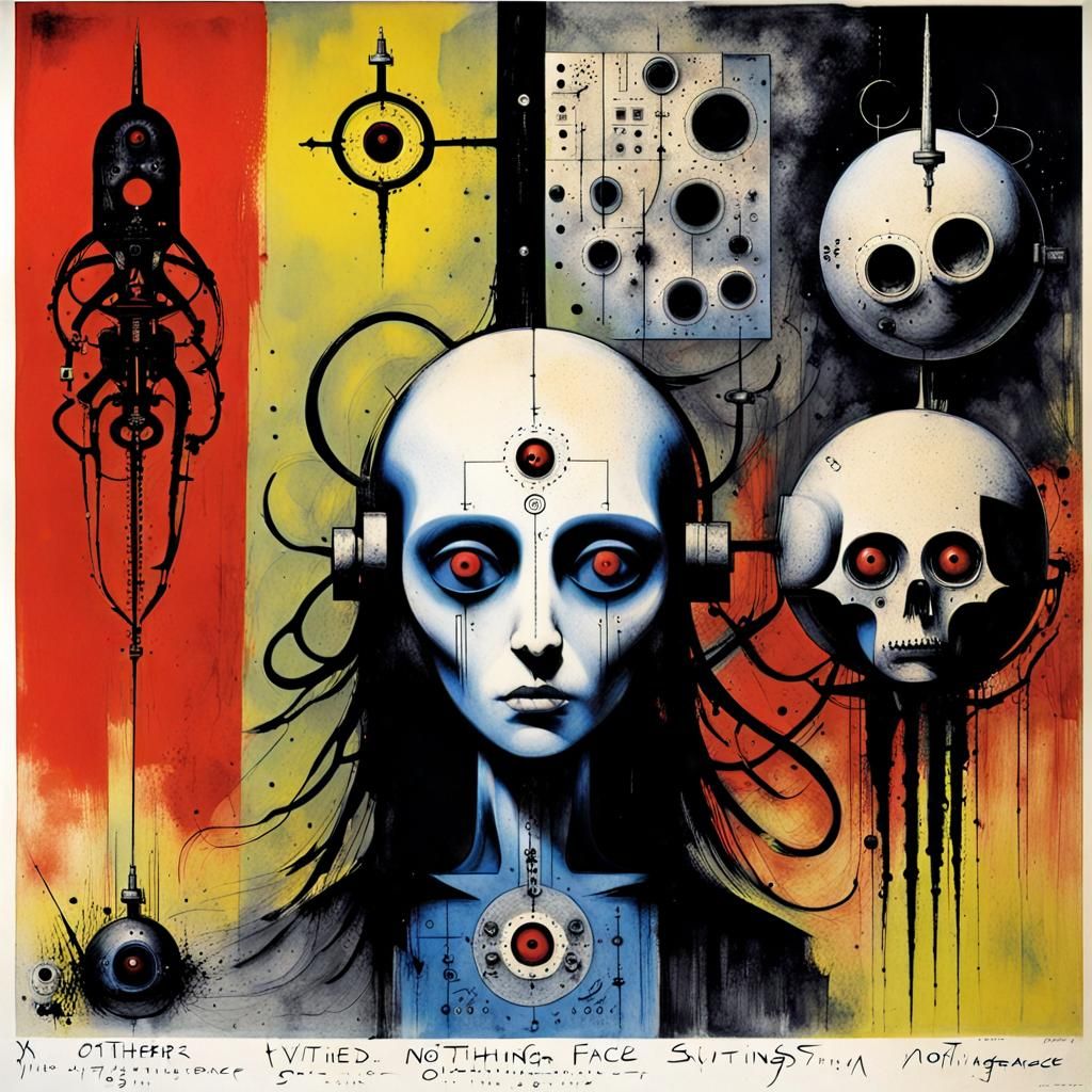 Surreal Sci-Fi Glyphscape in Primary Colors