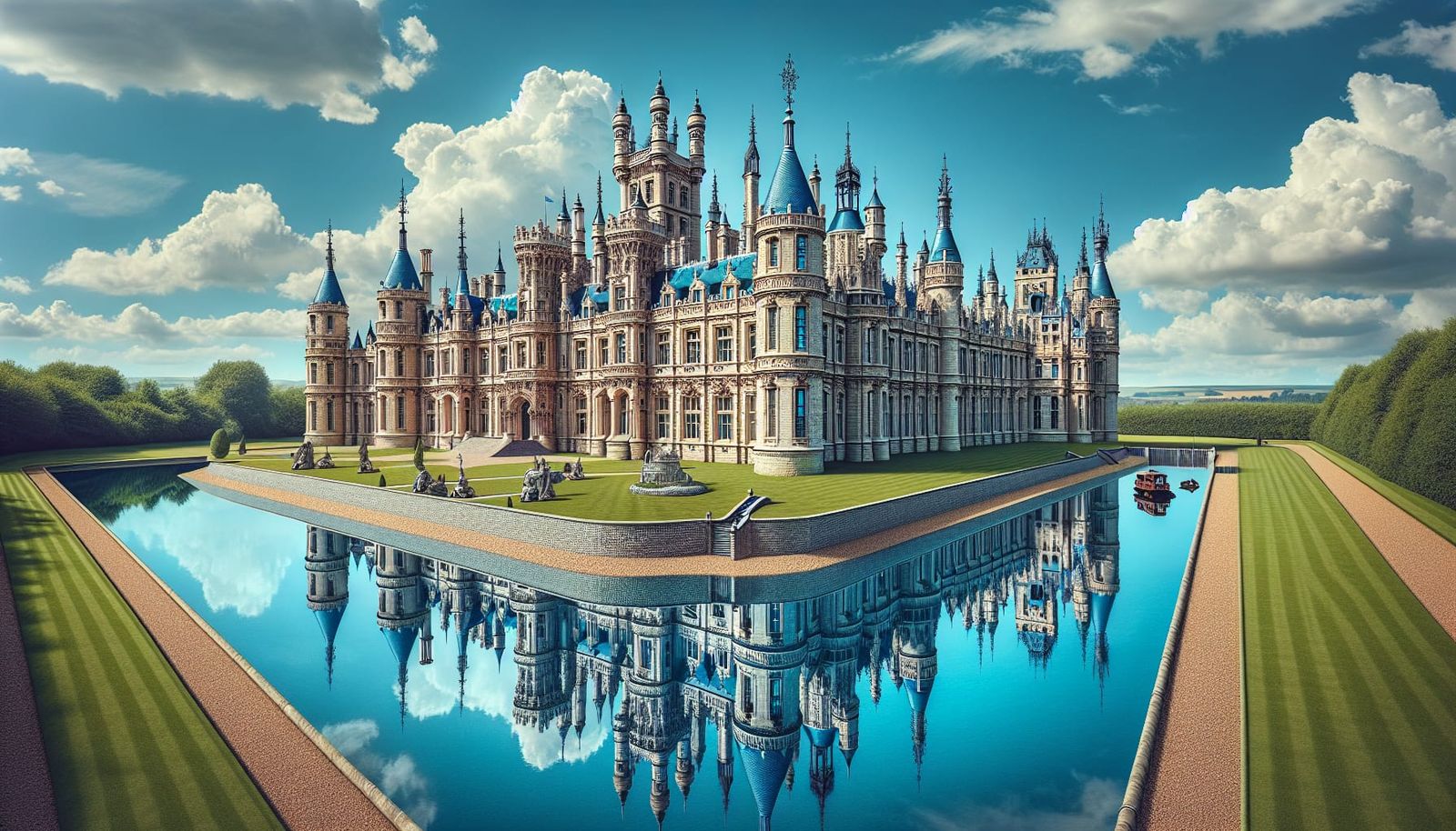 Magnificent Castle Reflected in Calm Water