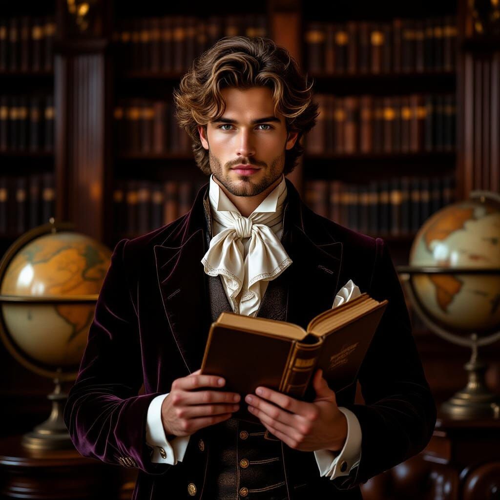 Young Man in Library, Baroque Surrealism