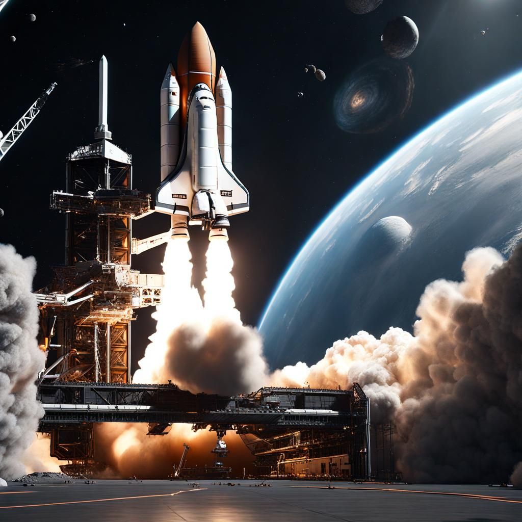Hyperrealistic Space Shuttle in 3D Cinematic Style
