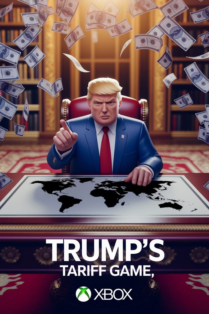 Trump's Tariff Game: 3D Rendered Video Game Cover