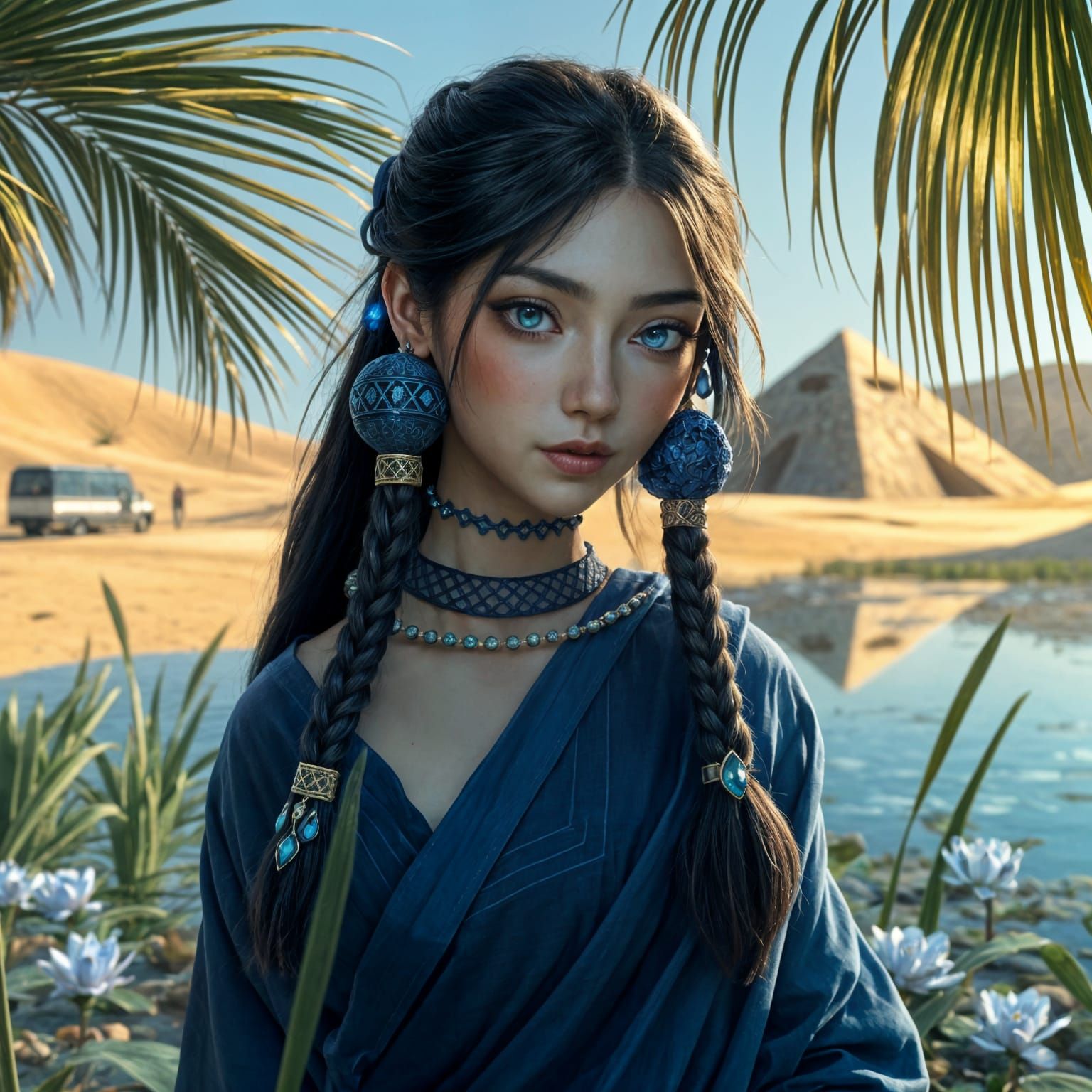 Nin-gu-gal in Sumerian Oasis at Golden Hour