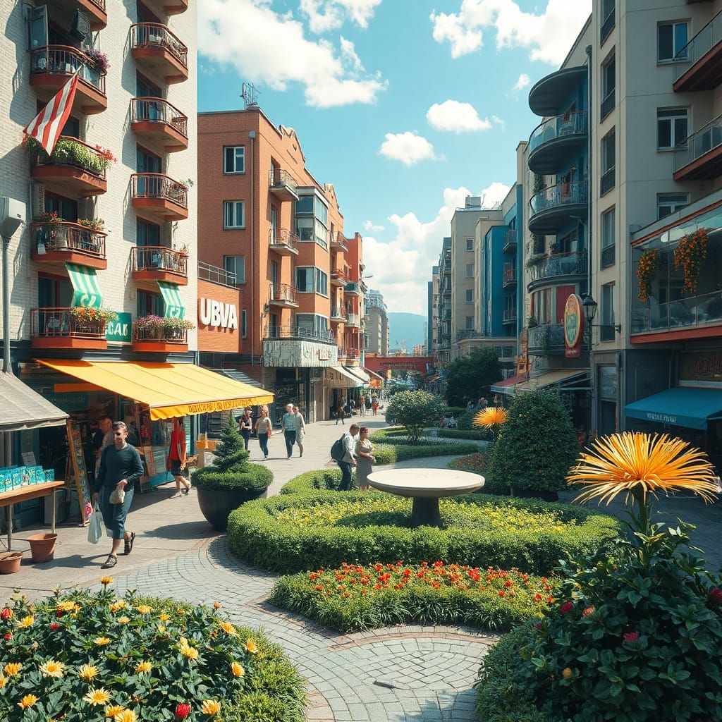 Detailed Aerial View of Vibrant Urban Landscape