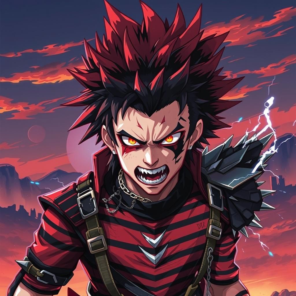 Anime Character in Red Desert: Pixel Art Style