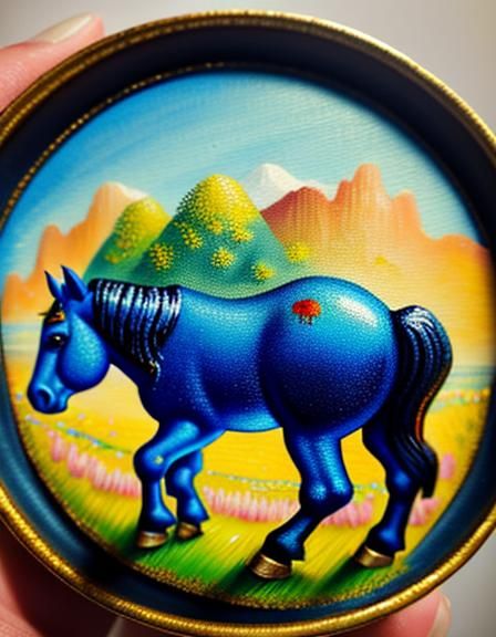 Miniature Horse with Giant Thumb, Macro Oil Painting