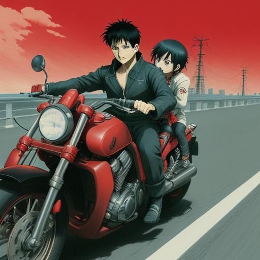 Kaneda and Tetsuo Cruising: Anime Key Visual