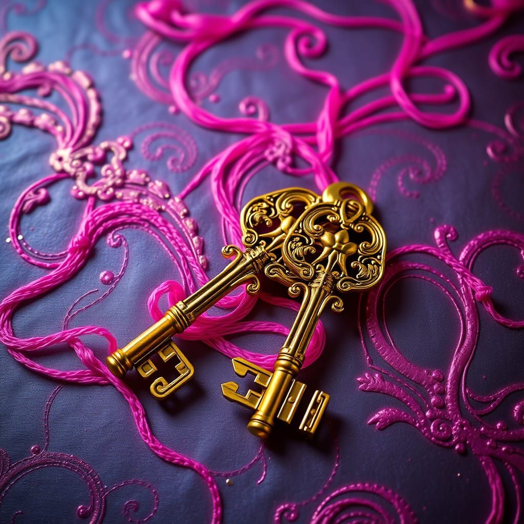 Golden Keys in Elegant, Dreamy Landscape