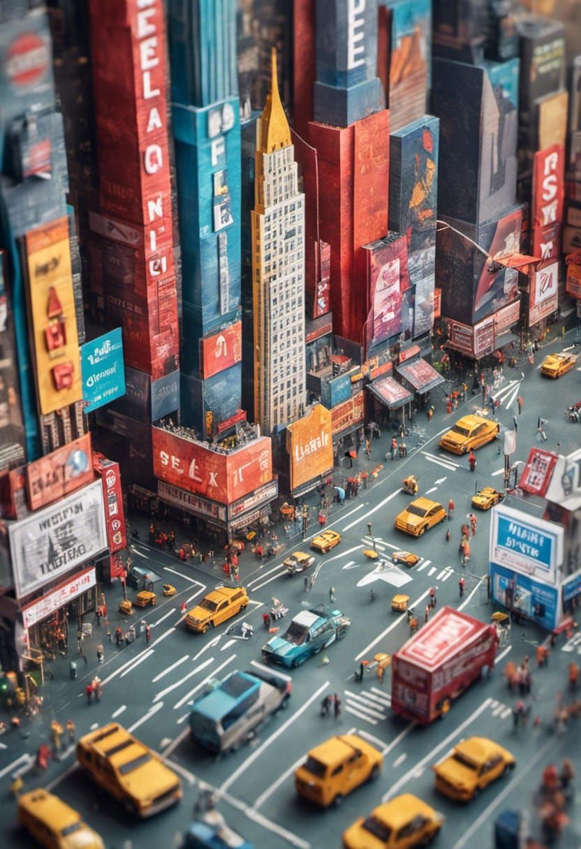 Origami Times Square Papercraft in 8K