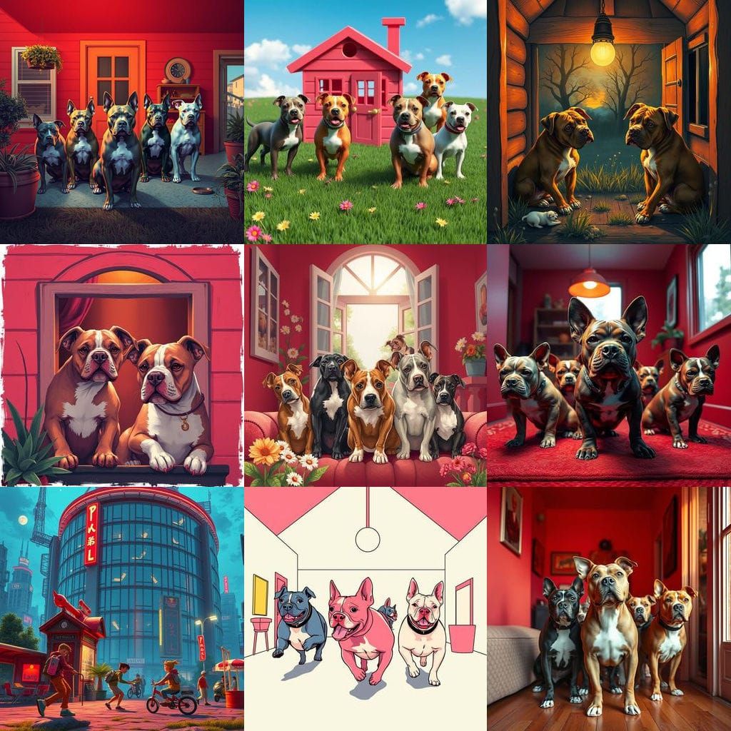 Adorable Red House Pit Bull Puppies as Unique NFT Art