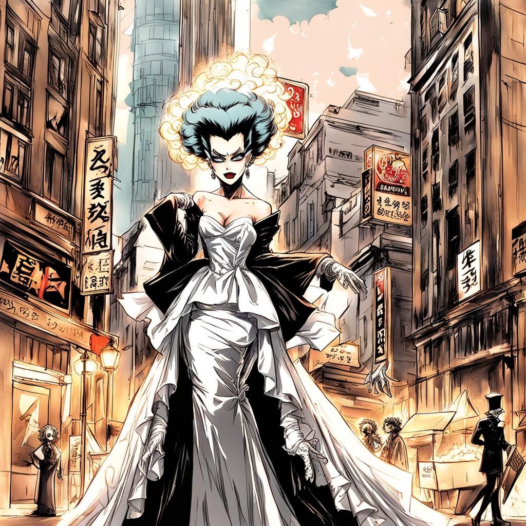 Bride of Frankenstein as Anime Drag Queen