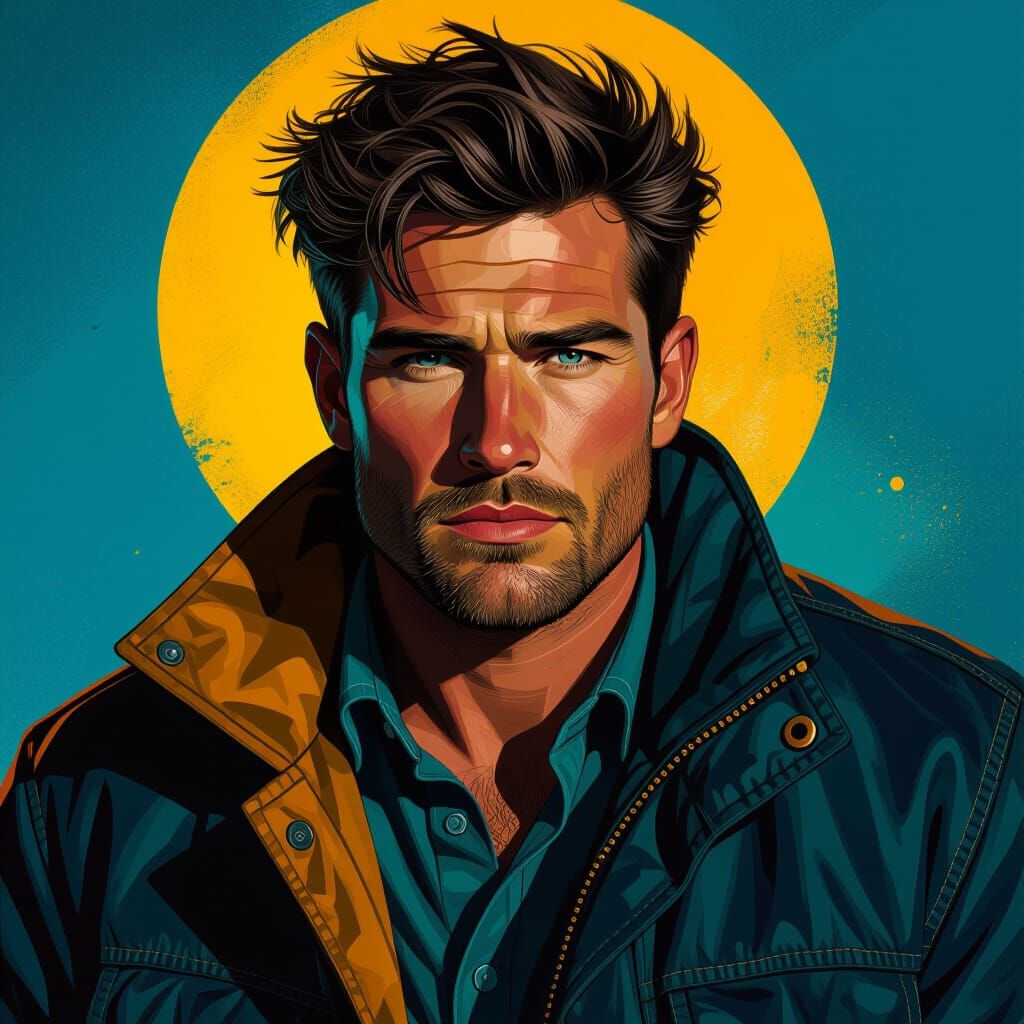 Fisherman Portrait with Dynamic Lighting in Digital Art Styl...