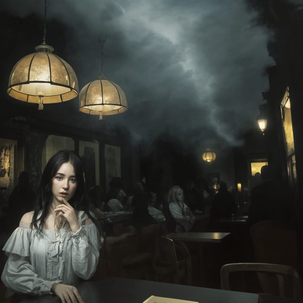 Ethereal Night Scene in Warm Golden Lighting