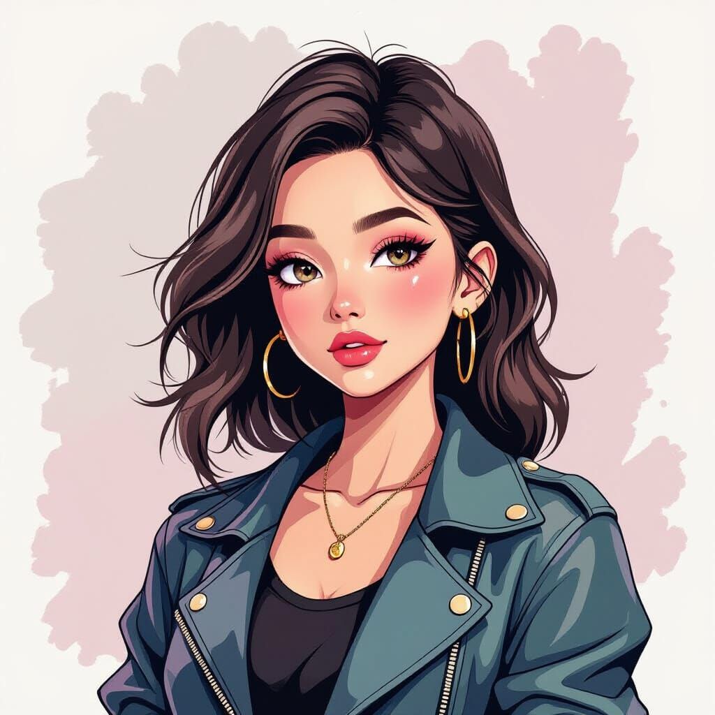 Confident Y2K Streetwear Portrait in Sketchy Anime Style