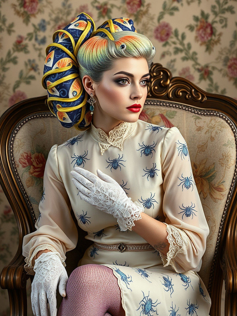 Woman with Paper Hair in Contemporary Surreal Style