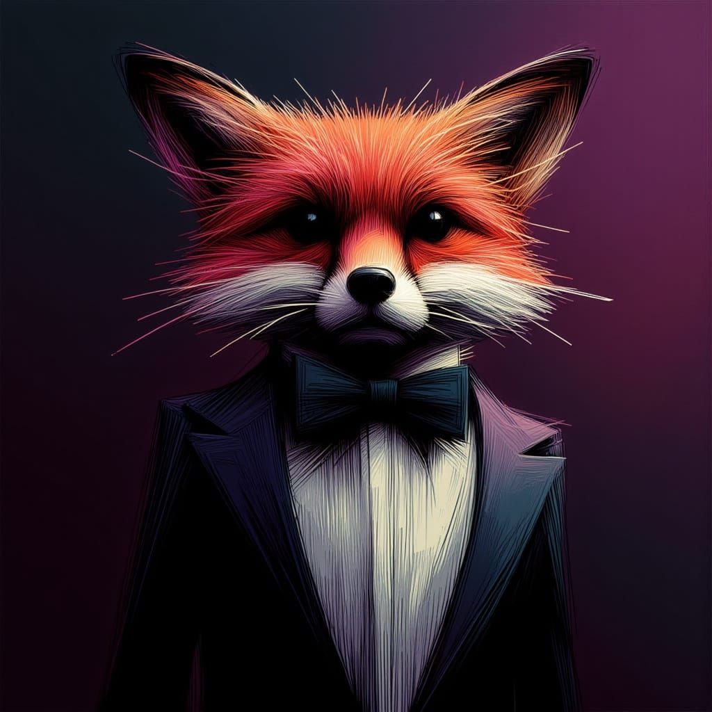 Fox in Tuxedo at Gala in 3D