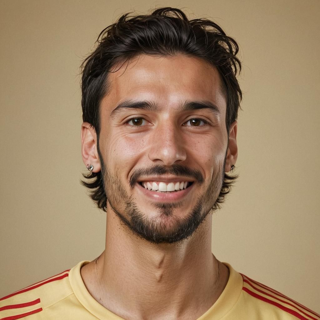 Detailed Portrait of Smiling Spanish Soccer Player