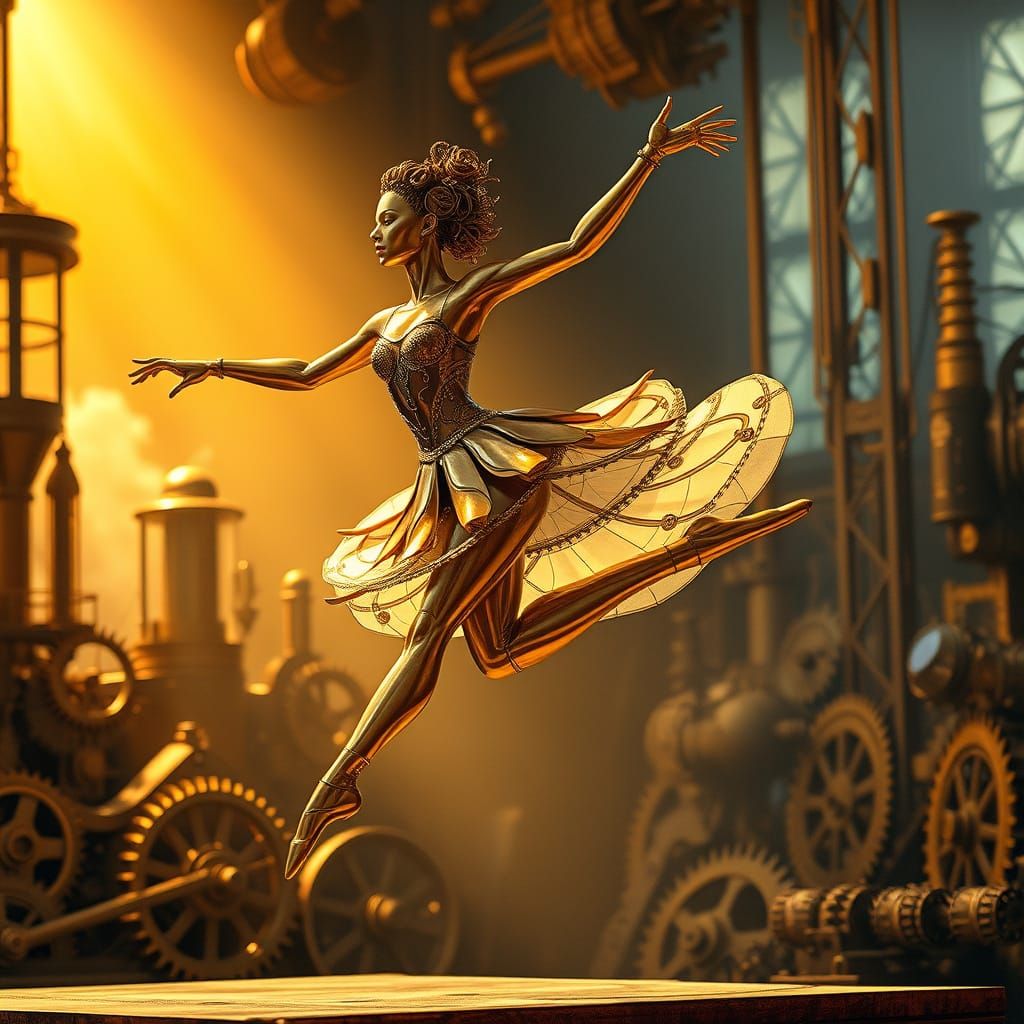 Steampunk Automaton Ballerina in Art Nouveau Style