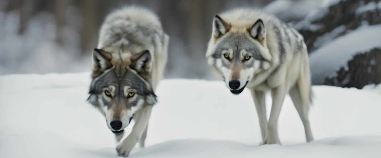 Wolves in a Snowy Forest