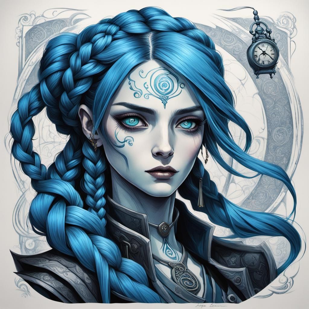 Jinx from Arcane in Cyberpunk Graphic Novel Style