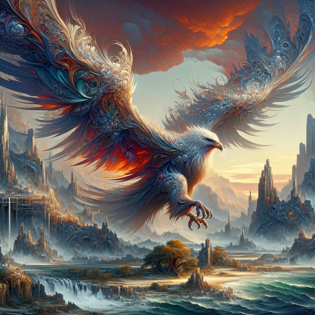 Captivating Eagle in Fantastical Matte Painting