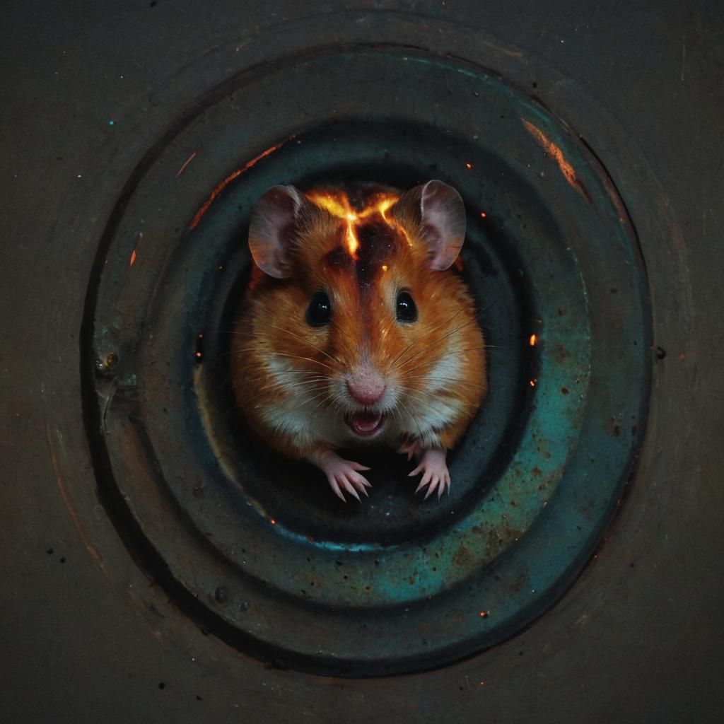Surreal Hamster Grilling in Triadic Colors