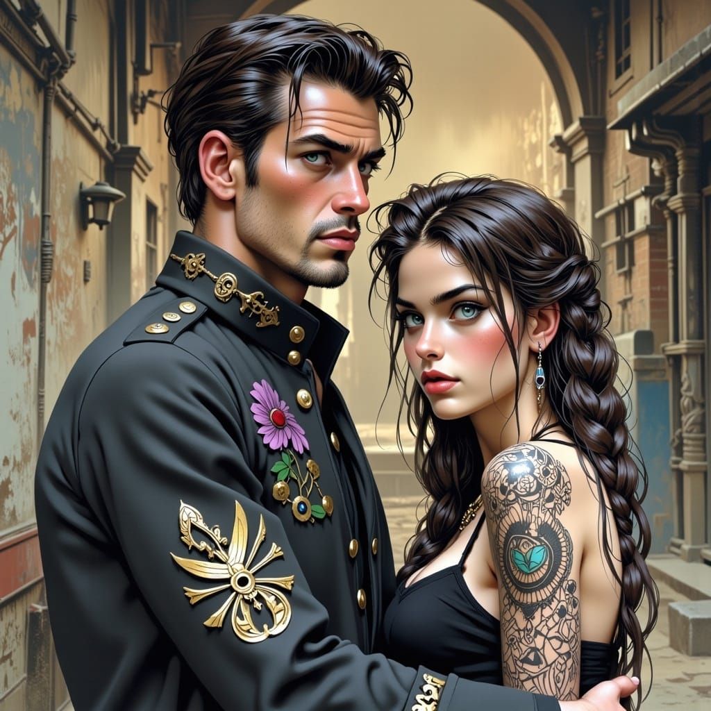 Naval Officer Kissing: A Fantasy Art Creation