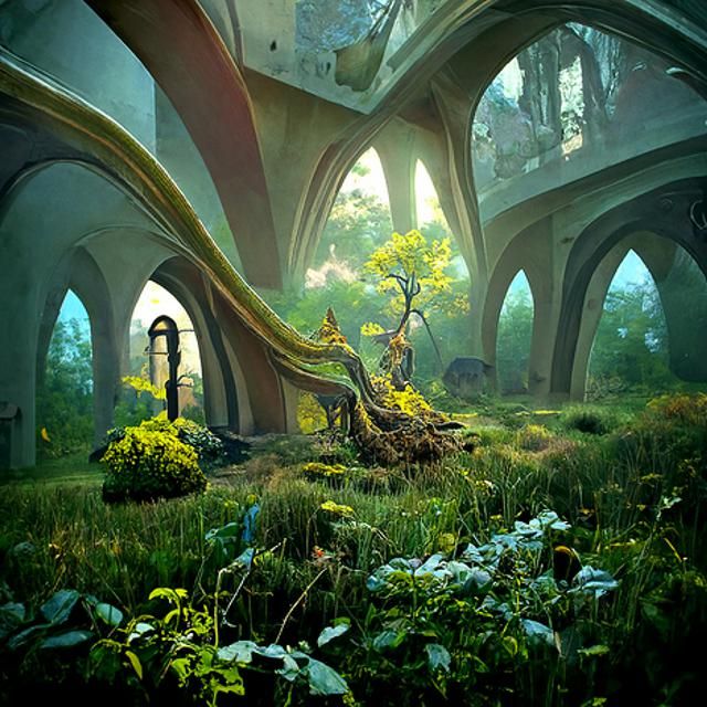 Overgrown Elven Ruins in Romantic Style