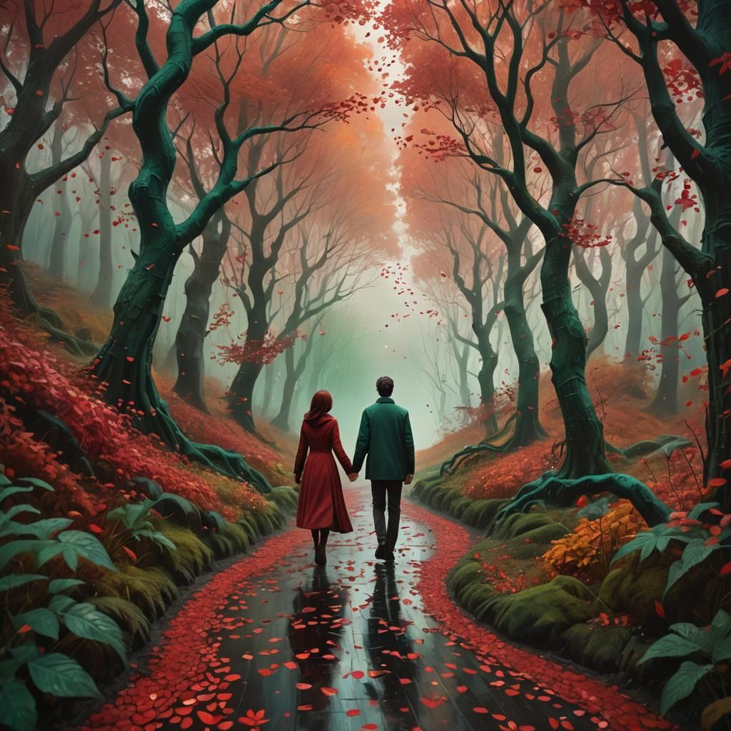 Mystical Autumn Forest Walk: Fantasy Concept Art