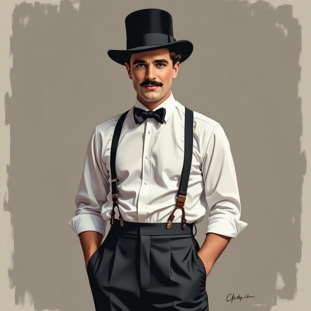 Charlie Chaplin in Modern Attire: Digital Art